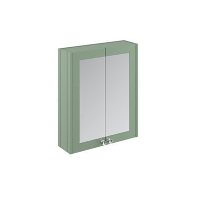 Balterley Traditional Bathroom Wall Mounted 2 Soft-Close Doors Mirror Cabinet With 1 Shelf Storage, Satin Green, 715 X 600 X 182mm - image 1