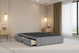 "Nexus Verona Plush Divan, Silver, 54"" Hb + 12"" Fb, 2 Drawers Left, Open Coil Mattress, Small Single" - thumbnail 6