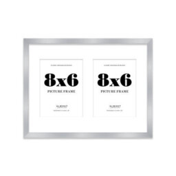 16X12 Inch 2 Opening Photo Collage Frame, Display Two 8X6 Inch Photos, Multi Aperture Family Picture Frame, Silver - thumbnail 2