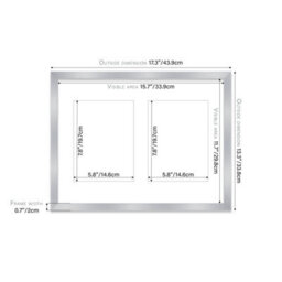 16X12 Inch 2 Opening Photo Collage Frame, Display Two 8X6 Inch Photos, Multi Aperture Family Picture Frame, Silver - thumbnail 4
