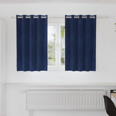 Berkfield Blackout Curtains With Eyelets 2 Pcs Dark Blue Velvet - image 1