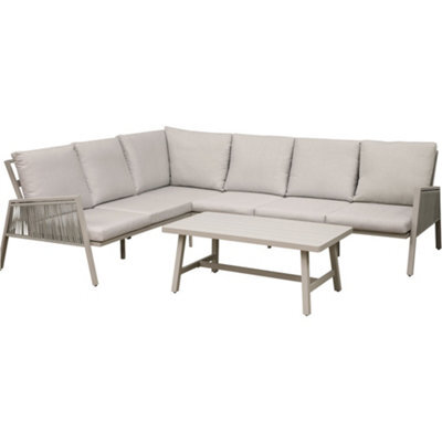 Loops Premium 5 Seater Garden Coffee Table Set Outdoor Aluminium Rope Corner Sofa Grey - image 1