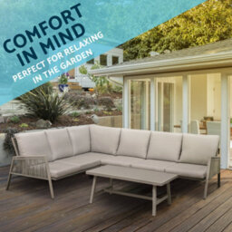 Loops Premium 5 Seater Garden Coffee Table Set Outdoor Aluminium Rope Corner Sofa Grey - thumbnail 5