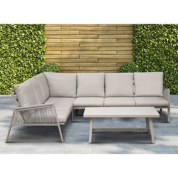 Loops Premium 5 Seater Garden Coffee Table Set Outdoor Aluminium Rope Corner Sofa Grey - thumbnail 7
