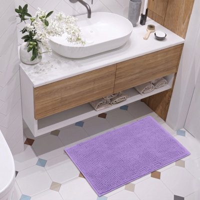 Moonlight Bedding Plush Chenille Bathroom Floor Mat Non-Slip Quick-Dry Absorbent Bathroom & Doorway Shower Rug Purple 40X60 Cm - image 1