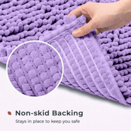 Moonlight Bedding Plush Chenille Bathroom Floor Mat Non-Slip Quick-Dry Absorbent Bathroom & Doorway Shower Rug Purple 40X60 Cm - thumbnail 2