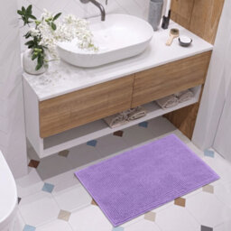 Moonlight Bedding Plush Chenille Bathroom Floor Mat Non-Slip Quick-Dry Absorbent Bathroom & Doorway Shower Rug Purple 40X60 Cm - thumbnail 1