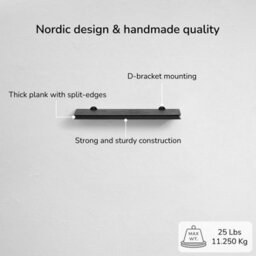MH London Hamish Wall Shelf Solid Wood Black Floating Shelf Living Bedroom Kitchen Wall Mounted Wooden Shelves - Small - thumbnail 4