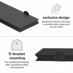 MH London Hamish Wall Shelf Solid Wood Black Floating Shelf Living Bedroom Kitchen Wall Mounted Wooden Shelves - Small - thumbnail 6