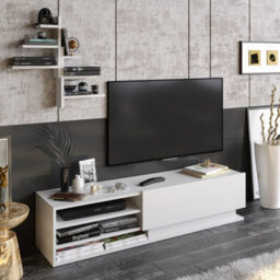 Decorotika Linda Tv Stand With Wall Shelves For Tvs Up To 67 Inches (White) - thumbnail 4