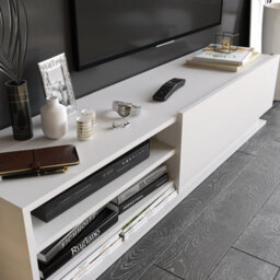 Decorotika Linda Tv Stand With Wall Shelves For Tvs Up To 67 Inches (White) - thumbnail 3