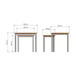 FWSTYLE Oak Nest Of 2 Tables Grey Ready Assembled - thumbnail 9