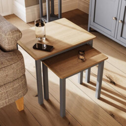 FWSTYLE Oak Nest Of 2 Tables Grey Ready Assembled - thumbnail 4