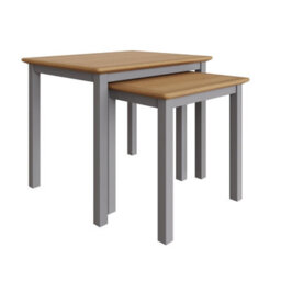 FWSTYLE Oak Nest Of 2 Tables Grey Ready Assembled - thumbnail 6