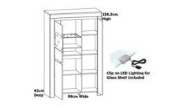 Impact Furniture Glass Display Cabinet Buffet Glazed Unit Soft Close Doors Led Light White Gloss Oak Effect Holten - thumbnail 6