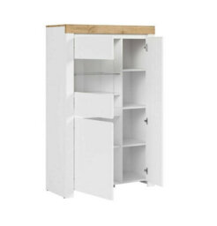 Impact Furniture Glass Display Cabinet Buffet Glazed Unit Soft Close Doors Led Light White Gloss Oak Effect Holten - thumbnail 4