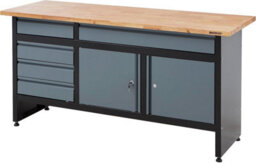Bigdug Garage Workbench Drawer Cabinet - 842H X 1709W X 600D mm - 5X Drawer & 2 Door Cupboard - Black/grey