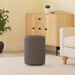 Feather Grey Faux Leather Round Stool  Handmade Uk By Footstools Direct - thumbnail 1