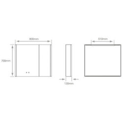 FNX Bathrooms Balmoral Double Door Illuminated Led Bathroom Mirror Cabinet With Bluetooth Speaker, Shaver Socket & Usb Port - 800X700X130mm - thumbnail 5