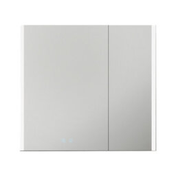 FNX Bathrooms Balmoral Double Door Illuminated Led Bathroom Mirror Cabinet With Bluetooth Speaker, Shaver Socket & Usb Port - 800X700X130mm - thumbnail 2