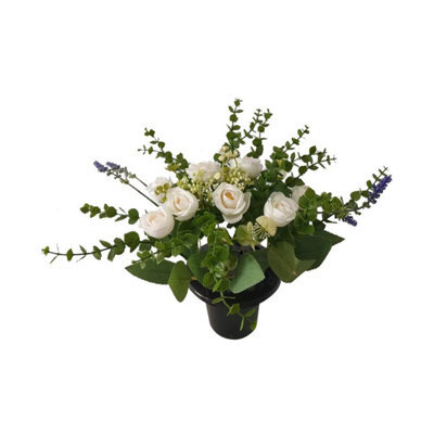Essential Country Style Remembrance Grave Pot - White Pack Of 3