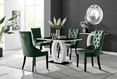 Furniturebox Uk Giovani 4 Black Dining Table & 4 Green Belgravia Black Leg Chairs - image 1