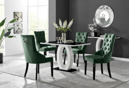 Furniturebox Uk Giovani 4 Black Dining Table & 4 Green Belgravia Black Leg Chairs
