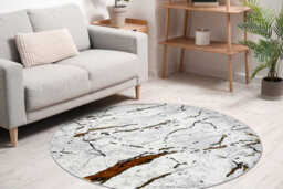 RugsX Carpet Allure 1963 Circle Marble - Structural, Stylish, Glamour White Gold Circle 100 Cm - thumbnail 5
