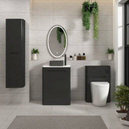 Royal Bathrooms Venice 600mm Matt Nocturne Black Freestanding Bathroom Countertop Vanity Unit 2 Door With Art Square Basin - thumbnail 4