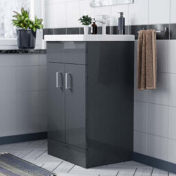 Nes Home Nanuya 500mm Medium Basin Vanity Unit Floor Standing Grey - thumbnail 3