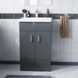 Nes Home Nanuya 500mm Medium Basin Vanity Unit Floor Standing Grey - thumbnail 2