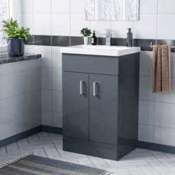 Nes Home Nanuya 500mm Medium Basin Vanity Unit Floor Standing Grey - thumbnail 1