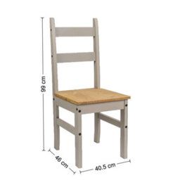 Mercers Furniture Corona Grey Wax Budget Dining Set Table & 4 Chairs Solid Wood Pine Wooden With Mexican Styling - thumbnail 8