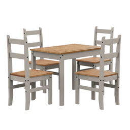 Mercers Furniture Corona Grey Wax Budget Dining Set Table & 4 Chairs Solid Wood Pine Wooden With Mexican Styling - thumbnail 2