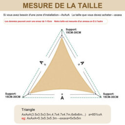 Beige 3X3X3M Triangular Shade Sail 95% Uv Protection Waterproof - thumbnail 5