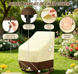 2-Piece Protective Cover For Stackable Garden Chairs, Beige Light Brown, 69 86 114Cm - thumbnail 3