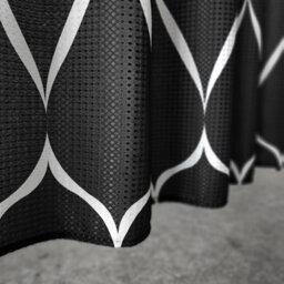 Neel Blue Shower Curtain With Hooks, Lattice Design - Black, 180Cm X 200Cm - thumbnail 2