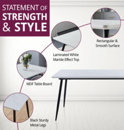 Hallowood Furniture Cullompton Large Rectangular Dining Table (1.6M) With 6 Grey Faux Leather Chairs - thumbnail 4