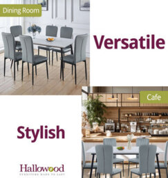 Hallowood Furniture Cullompton Large Rectangular Dining Table (1.6M) With 6 Grey Faux Leather Chairs - thumbnail 6