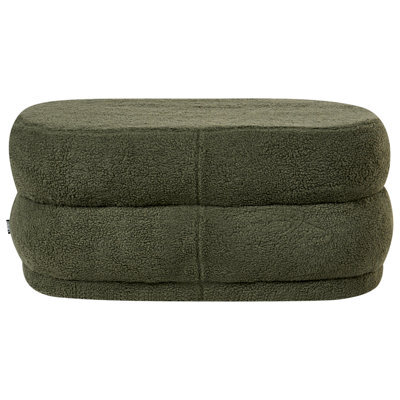 Wyld and Coco Luxora Bouclé Green Upholstered Bed Bench Stool, Compact Rectangular Bench W90 X D40 X H40Cm - image 1