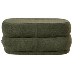 Wyld and Coco Luxora Bouclé Green Upholstered Bed Bench Stool, Compact Rectangular Bench W90 X D40 X H40Cm - thumbnail 1