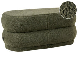 Wyld and Coco Luxora Bouclé Green Upholstered Bed Bench Stool, Compact Rectangular Bench W90 X D40 X H40Cm - thumbnail 3
