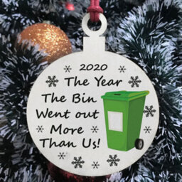 Red Ocean Funny Lockdown Wooden Bauble Christmas Tree Decoration Family Gift Home Decor - thumbnail 3