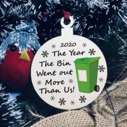 Red Ocean Funny Lockdown Wooden Bauble Christmas Tree Decoration Family Gift Home Decor - thumbnail 1