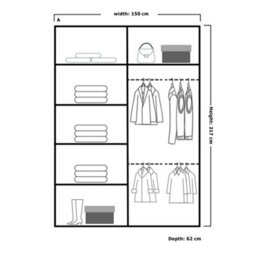 Sliding Wardrobes 4 u LTD Sliding Wardrobes 4U Ronal 2&3 Sliding Door Wardrobe With Mirror Panel Available In 4 Colors - (Grey/oak W150Cm, H217Cm) - thumbnail 4