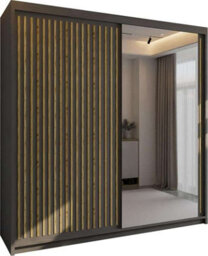 Sliding Wardrobes 4 u LTD Sliding Wardrobes 4U Ronal 2&3 Sliding Door Wardrobe With Mirror Panel Available In 4 Colors - (Grey/oak W150Cm, H217Cm) - thumbnail 2
