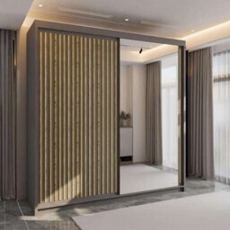 Sliding Wardrobes 4 u LTD Sliding Wardrobes 4U Ronal 2&3 Sliding Door Wardrobe With Mirror Panel Available In 4 Colors - (Grey/oak W150Cm, H217Cm)