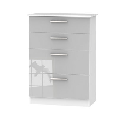 Trent 4 Drawer Deep Chest Of Drawers In Grey & White (Ready Assembled) - image 1