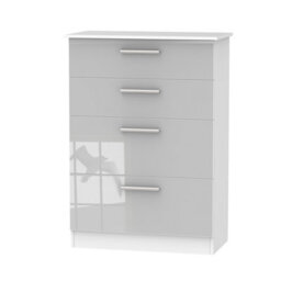 Trent 4 Drawer Deep Chest Of Drawers In Grey & White (Ready Assembled) - thumbnail 1