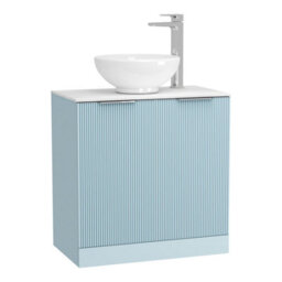 Royal Bathrooms Evora 800mm Powder Blue Fluted Floor Standing Vanity Unit 2 Door With Countertop Basin - Breeze - thumbnail 4